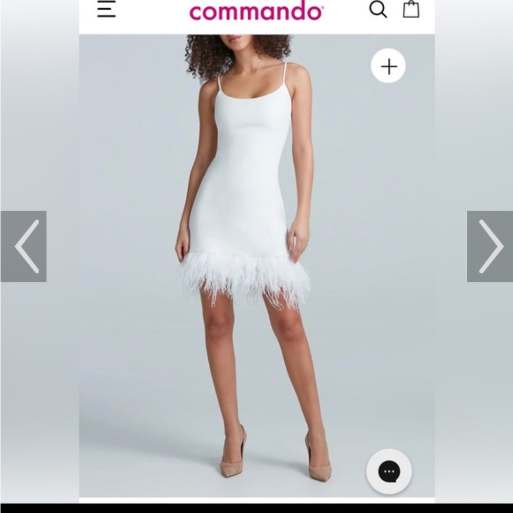 EUC Commando faux leather White Feather-Hem Dress - Large